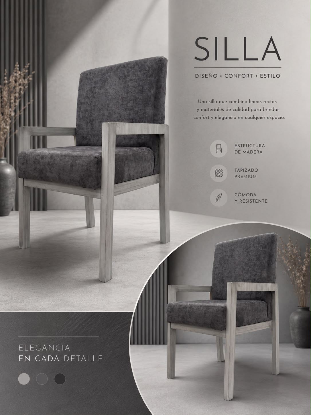 Silla Malbec Gris